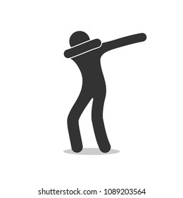 People dance icon, pictogram isolated, dancing pose dub, human silhouette, simple character, stick figure man, vector illustration