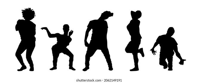 People dance jazz funk or hip hop or street dance silhouette