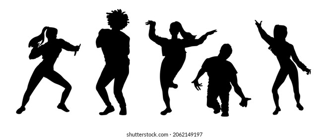 People dance jazz funk or hip hop or street dance silhouette