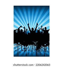 People dance on the floor in the club. DJ party. People silhouette. Abstract background. Dance on music. 