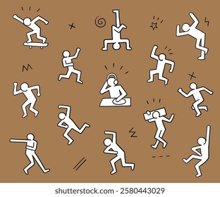 People dance party dudes characters vector collection