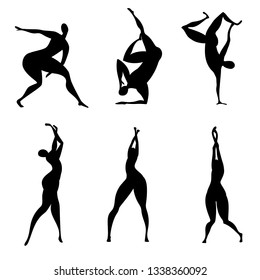 people dance. silhouette of dancing people. a set of vectors