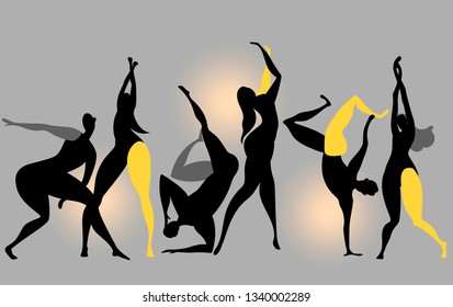people dance. vector silhouette of dancing people in the club