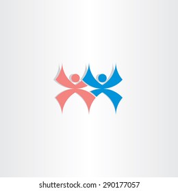 people dancing blue and red icon design