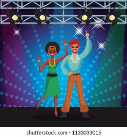 People dancing disco cartoons