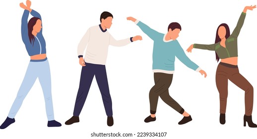 people dancing flat style, isolated vector