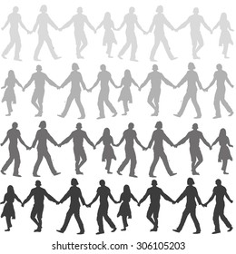 People dancing hands hold - concept vector pattern
