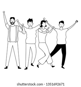 People dancing and having fun in black and white