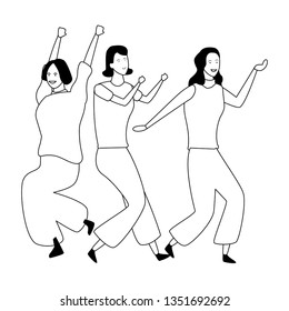 People dancing and having fun in black and white