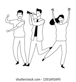 People dancing and having fun in black and white