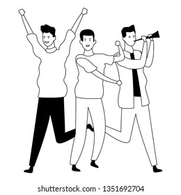 People dancing and having fun in black and white
