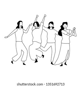 People dancing and having fun in black and white
