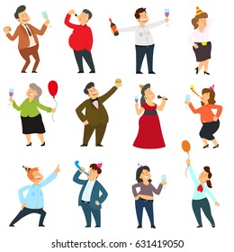 people are dancing, having fun and drinking alcohol at a party. vector illustration.