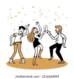 People dancing and having fun at new year party with confetti in new year-1