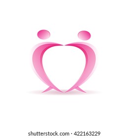 People dancing healthcare symbol heart shape vector logo icon design