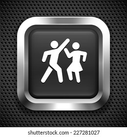 People Dancing on Black Square Button