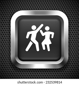 People Dancing on Black Square Button