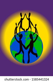 People dancing on earth for equality.
