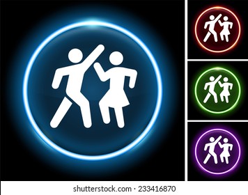 People Dancing on Glow Round Button