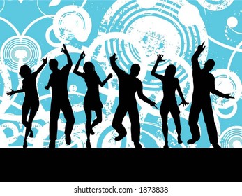 Gente bailando sobre fondo grueso - vector