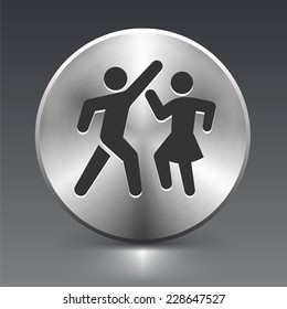 People Dancing on Silver Round Button