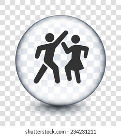 People Dancing on Transparent Round Button