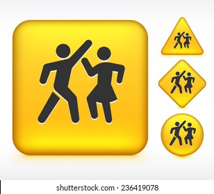 People Dancing on Yellow Multi Shape Buttons