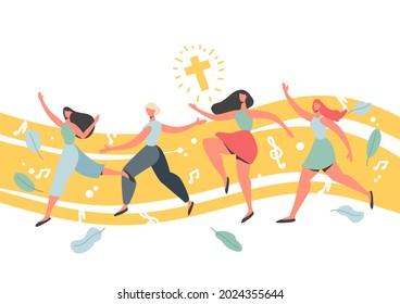 people dancing in praise of god Religious concept, modern vector concept, can be used for design and media.