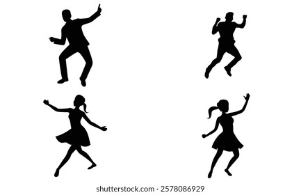 People dancing. Dancing silhouette vector illustration