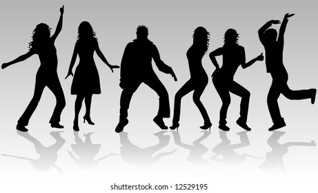 People dancing, Silhouettes of people dancing