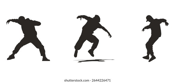 People dancing vector silhouette set 