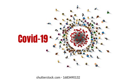 La gente corre el riesgo de detener el virus, detener la propagación de la epidemia. Ilustración del vector