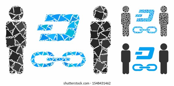 People Dash blockchain composition of inequal elements in various sizes and color tones, based on people Dash blockchain icon. Vector trembly elements are organized into composition.