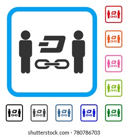 People Dash Blockchain icon. Flat grey pictogram symbol in a blue rounded frame. Black, gray, green, blue, red, orange color variants of People Dash Blockchain vector.