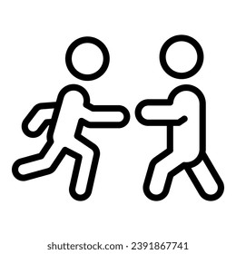 Vector de contorno de icono de defensa de personas. Ataque marcial. Autohombre