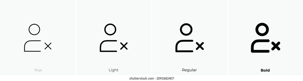 icono de eliminación de personas. Diseño delgado, ligero y audaz aislado en un fondo blanco