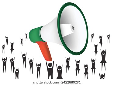 Gente manifestándose en una manifestación con altavoces