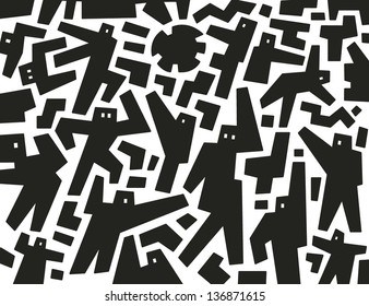 people demonstration - abstract vector illustration