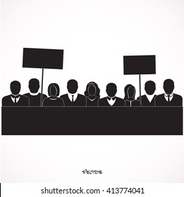 People demonstration, manifestation a group of people protesting,  icon Isolated on White Background
