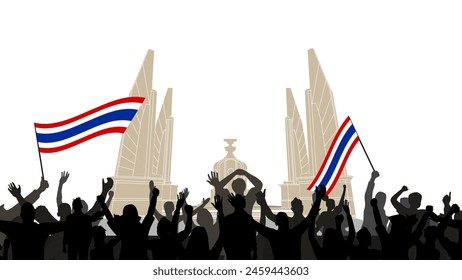 People and demonstrations calling for democracy in Thailand