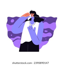 People with depression. Sad woman drown in tears. Upset girl cry, weeping about feelings. Female despair, sorrow in loneliness. Person with mental disorder. Flat isolated vector illustration on white