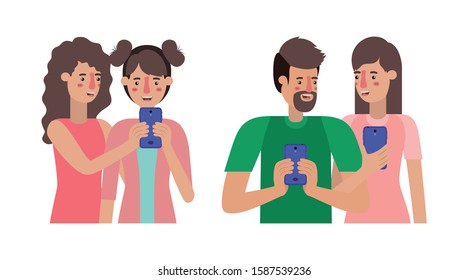 People design, Digital technology communication social media internet web and wireless theme Vector illustration