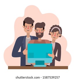People design, Digital technology communication social media internet web and wireless theme Vector illustration