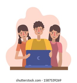 People design, Digital technology communication social media internet web and wireless theme Vector illustration