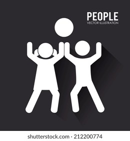 People  design over black background, vector illustration