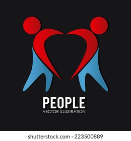 People design over black background, vector illustration 