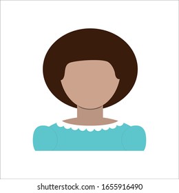 People design over white background. For social network. Woman face with brown hair and white shirt . Vector illustration