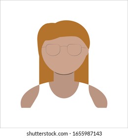 People design over white background. For social network. Woman face with orange or ginger hair and white shirt . Vector illustration