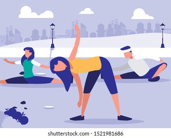 People design, Park nature outdoor season spring and summer theme Vector illustration