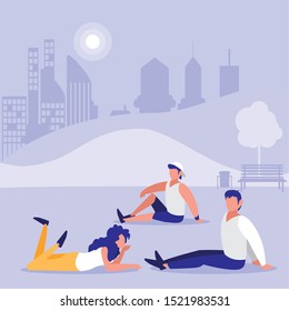 People design, Park nature outdoor season spring and summer theme Vector illustration